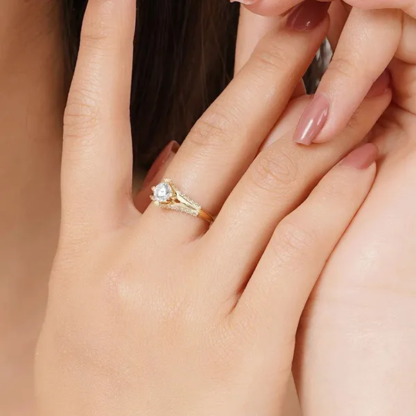 Nhẫn Huy Thanh Jewelry NDINO 199 - 14K - Đá Cubic Zirconia Màu Vàng Gold