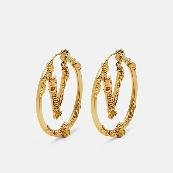 Khuyên Tai Versace Virtus Hoop Earrings Màu Vàng
