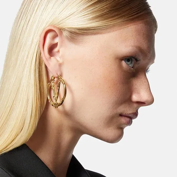 Khuyên Tai Versace Virtus Hoop Earrings Màu Vàng