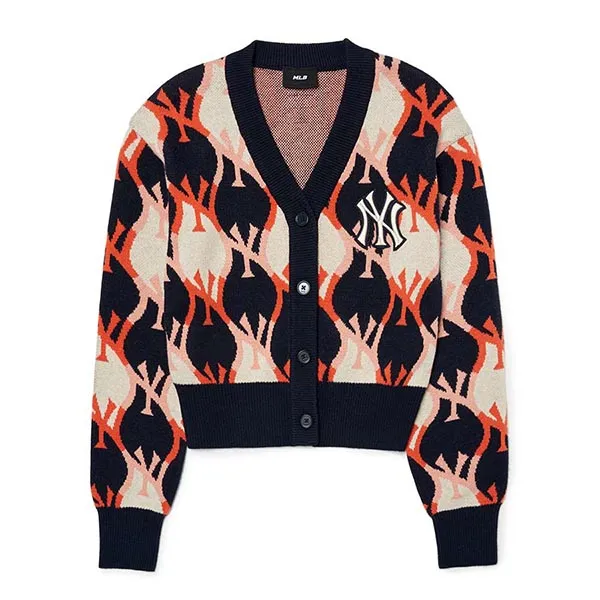 Áo Cardigan MLB Argyle Monogram Crop 3FKCY0124-50NYD Phối Màu Size S - Thời trang - Vua Hàng Hiệu