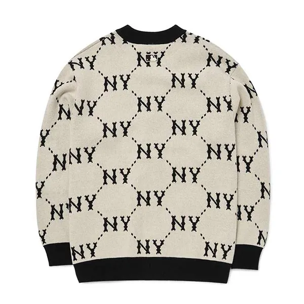 Áo Cardigan MLB Monogram New York Yankees 3AKCM0224-50CRS Màu Đen Trắng Size S