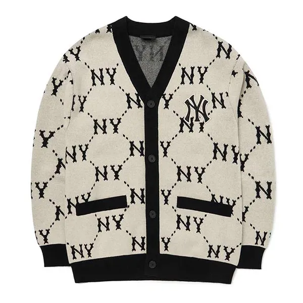 Áo Cardigan MLB Monogram New York Yankees 3AKCM0224-50CRS Màu Đen Trắng Size S