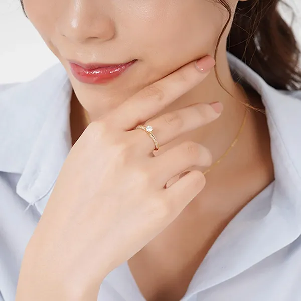 Nhẫn Huy Thanh Jewelry NDINO 200 - 14K - Đá Cubic Zirconia Màu Vàng Gold