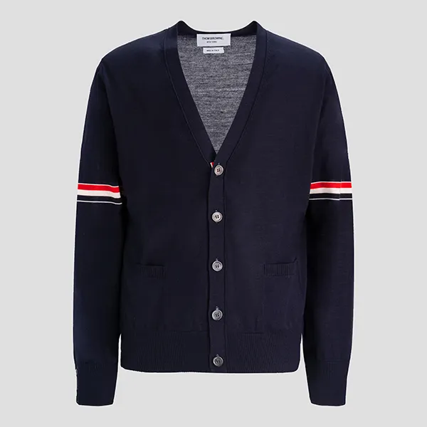 Áo Cardigan Thom Browne MKC410AY1014 415 Màu Xanh Navy