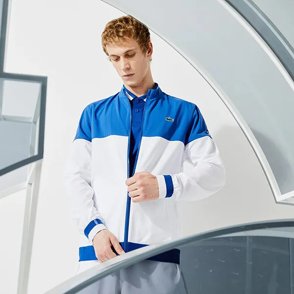Áo Khoác Lacoste Sport x Novak Djokovic Zip Jacket BH9657-20 Phối Màu Xanh Trắng Size 50