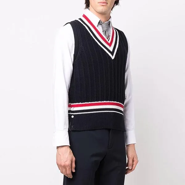 Áo Len Ghi Lê Thom Browne Stripe-Trim Knitted Vest Màu Đen Đỏ Size 1 - Thời trang - Vua Hàng Hiệu
