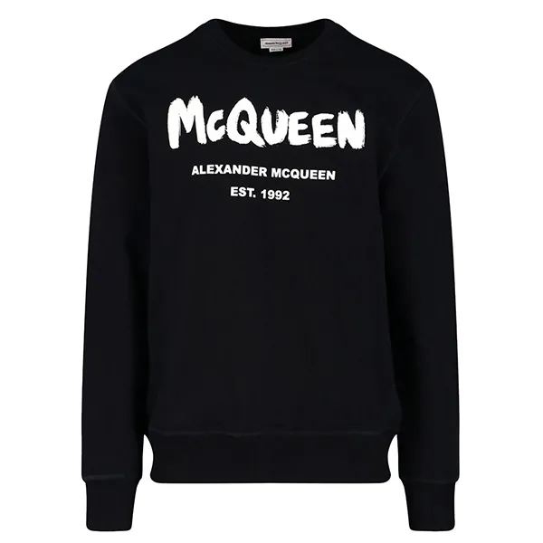 Áo Nỉ Alexander McQueen Brushed Logo In Black 688713 QTZ81 0901 Màu Đen Size M