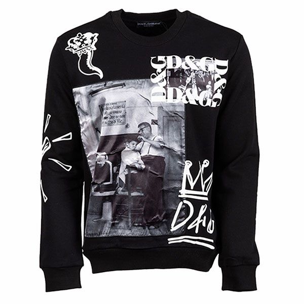 Áo Nỉ Nam Dolce & Gabbana  D&G Men’s Black Sweatshirt 0101 Màu Đen - 3