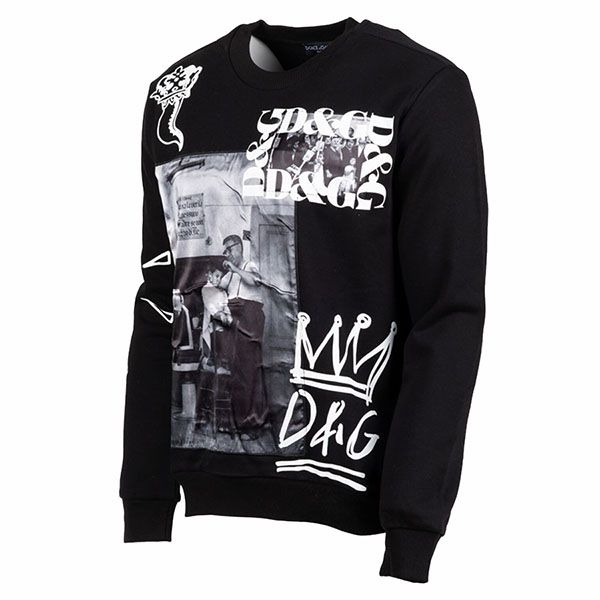 Áo Nỉ Nam Dolce & Gabbana  D&G Men’s Black Sweatshirt 0101 Màu Đen - 1