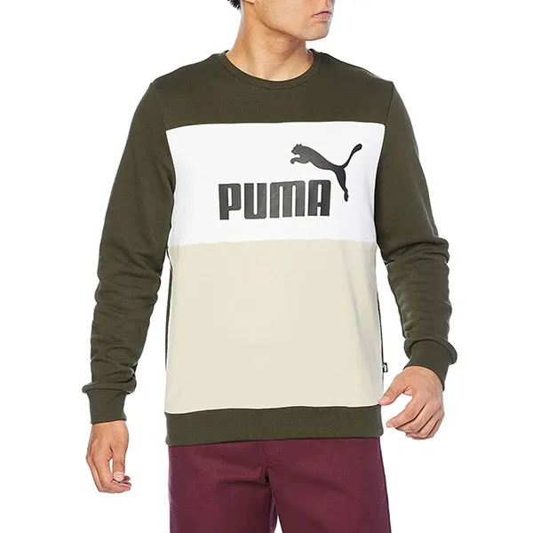 Ảo Nỉ Puma ESS + Block Crew Màu Xanh - Trắng Size S