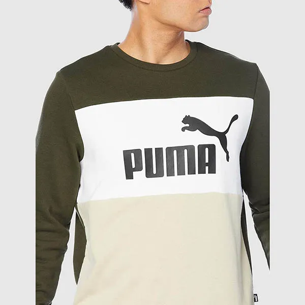 Ảo Nỉ Puma ESS + Block Crew Màu Xanh - Trắng Size S