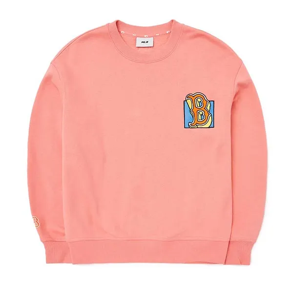 Áo Nỉ Sweater MLB Cartoon Brushed Mega Over Fit Sweatshirt Boston Red Sox 3 AMTL0426-43COS Màu Hồng
