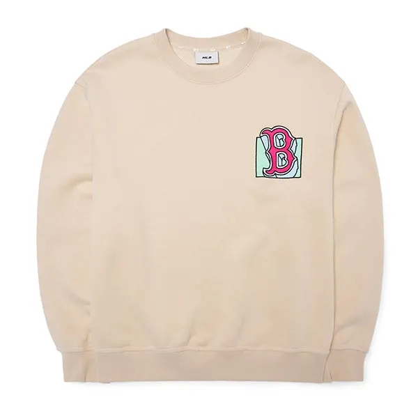 Áo Nỉ Sweater MLB Cartoon Brushed Mega Over Fit Sweatshirt Boston Red Sox 3AMTL0426-43BGL Màu Kem