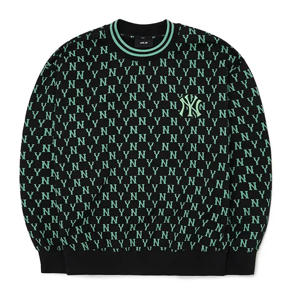 Áo Nỉ Sweater MLB Classic Monogram Front Brushed Over Fit Sweatshirt New York Yankees 3AMTM0926-50BKS Màu Đen/Xanh Lá