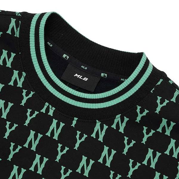 Áo Nỉ Sweater MLB Classic Monogram Front Brushed Over Fit Sweatshirt New York Yankees 3AMTM0926-50BKS Màu Đen/Xanh Lá