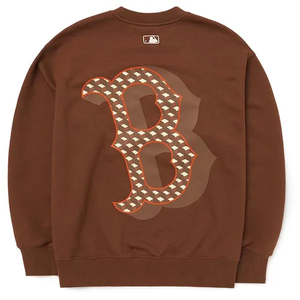 Áo Nỉ Sweater MLB Cube Monogram Big Logo Overfit Sweatshirt New York Yankees 3AMTM0624-43BRD Màu Nâu Size M