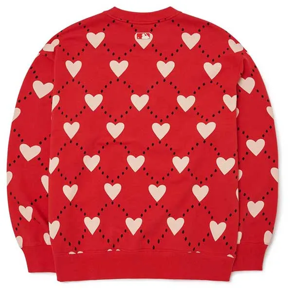 Áo Nỉ Sweater MLB Heart Pattern Over-Fit Sweatshirt Boston Red Sox 3AMTH0124-43RDS Màu Đỏ Size M