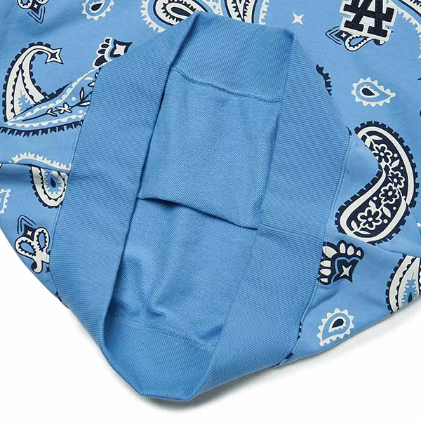 Áo Nỉ Sweater MLB Paisley Front Panel Pattern Overfit Sweatshirt LA Dodgers 3AMTI0224-07BLL Màu Xanh Blue