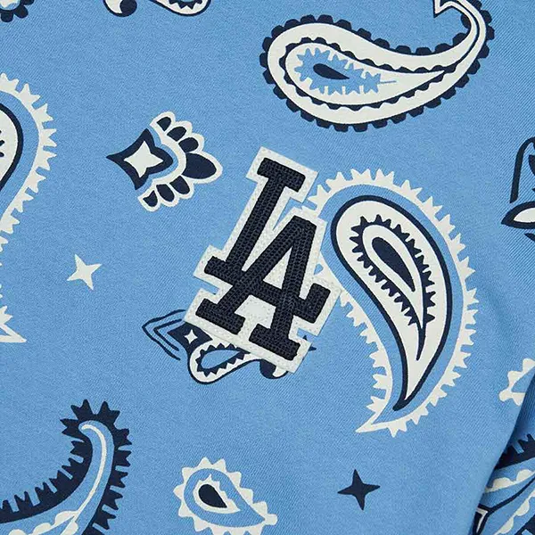 Áo Nỉ Sweater MLB Paisley Front Panel Pattern Overfit Sweatshirt LA Dodgers 3AMTI0224-07BLL Màu Xanh Blue