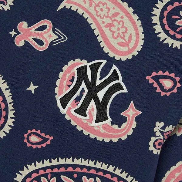 Áo Nỉ Sweater MLB Paisley Front Panel Pattern Overfit Sweatshirt New York Yankees 3AMTI0224-50NYD Màu Navy Size XS