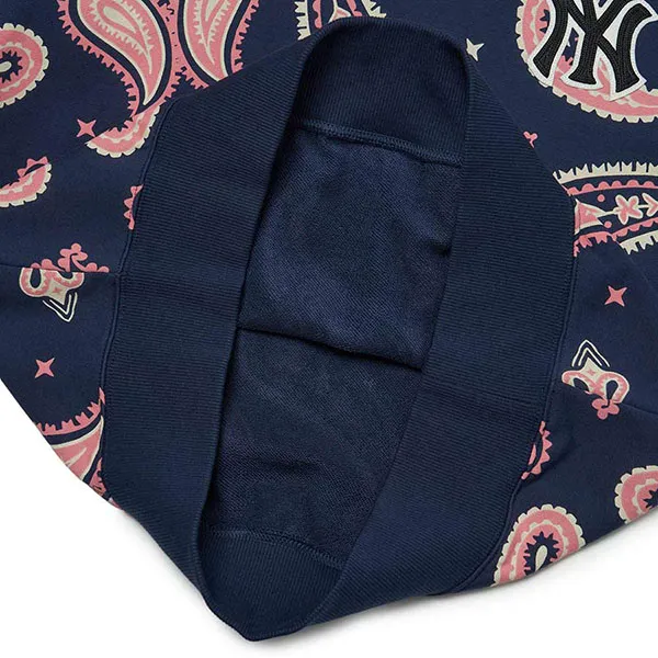 Áo Nỉ Sweater MLB Paisley Front Panel Pattern Overfit Sweatshirt New York Yankees 3AMTI0224-50NYD Màu Navy Size XS