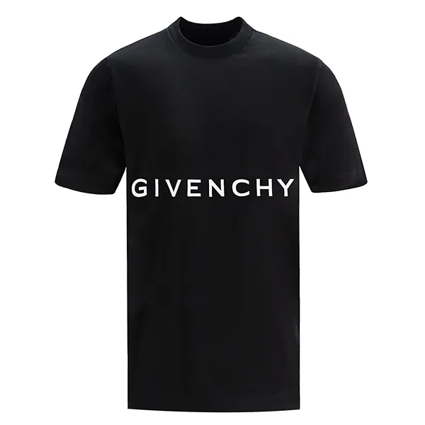 Áo Phông Givenchy Embroidered Logo Slim Fit Tee Black BM716B3Y6B 001 Màu Đen