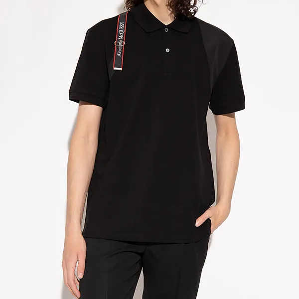 Áo Polo Alexander McQueen With Logo 625245 QSX33 1000 Màu Đen Size XS