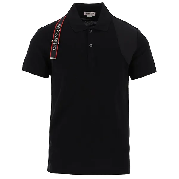 Áo Polo Alexander McQueen With Logo 625245 QSX33 1000 Màu Đen Size XS
