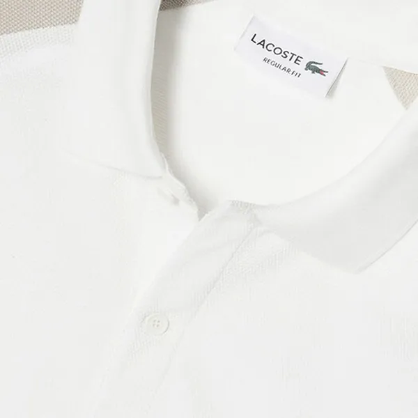 Áo Polo Dài Tay Lacoste Men's Long-Sleeved Colorblock Pique Polo Shirt PH5050 20B TRY Màu Sữa Size M