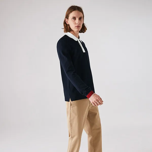 Áo Polo Dài Tay Lacoste Men's Regular Fit Made In France Polo PH1873 20C FZG Màu Xanh Navy Size XS