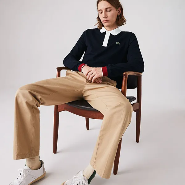 Áo Polo Dài Tay Lacoste Men's Regular Fit Made In France Polo PH1873 20C FZG Màu Xanh Navy Size XS