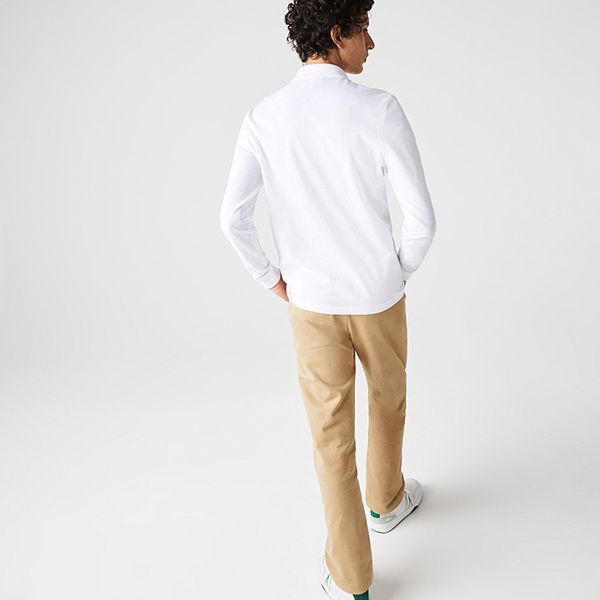 Áo Polo Dài Tay Lacoste Men's Regular Fit Organic Cotton Polo PH7962 51N 001 Màu Trắng Size M - 4