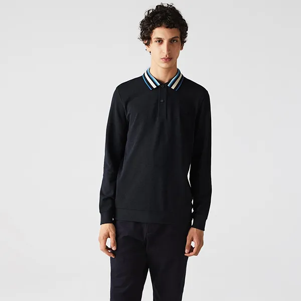 Áo Polo Dài Tay Lacoste Regular Fit Long Sleeve Navy Blue Polo PH8062 10 QZ1 Màu Xanh Navy Size M