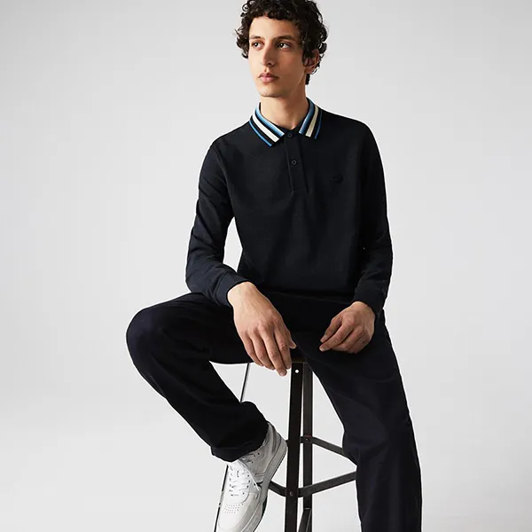 Áo Polo Dài Tay Lacoste Regular Fit Long Sleeve Navy Blue Polo PH8062 10 QZ1 Màu Xanh Navy Size M