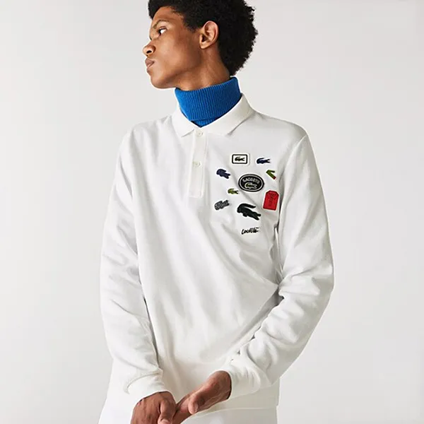 Áo Polo Dài Tay Lacoste X-Mas Badge Long Sleeve Polo Shirt PH7962 51N 001 Màu Trắng Size S