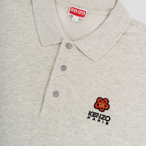 Áo Polo Kenzo Boke Flower Crest FC65PO0024PU 93 Màu Ghi Xám