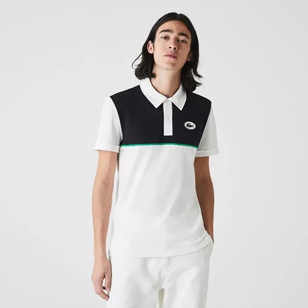Áo Polo Lacoste Heritage Slim Fit Stretch Cotton Pique Shirt PH9767-GA3 Màu Trắng Đen Size S