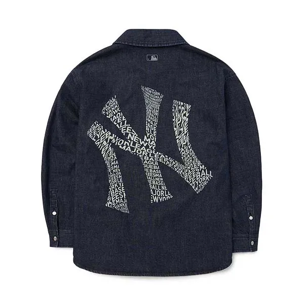 Áo Sơ Mi Bò MLB Denim Illusion Megalogo New York Yankees 3ADRU0124-50NYD Màu Xanh Navy