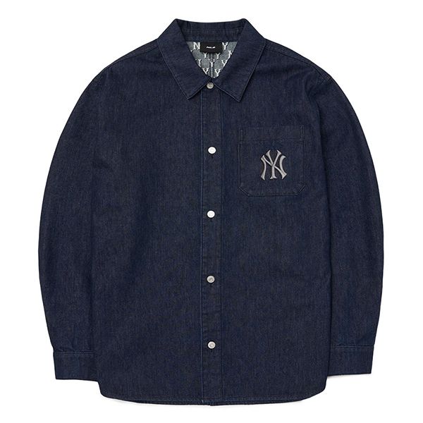 Áo Sơ Mi MLB Classic Monogram Lined Color Print Denim Shirt New York Yankees  3ADRM0524-50NYD Màu Xanh Denim Size XS - 1