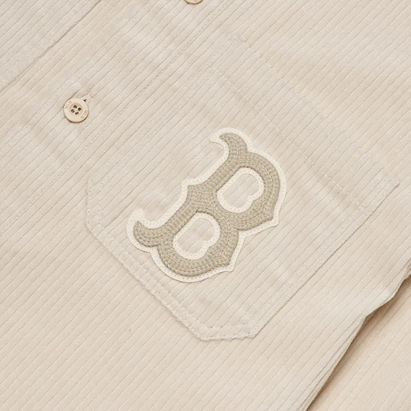 Áo Sơ Mi MLB Overfit Corduroy Logo 3AWSB0226-43BGL Màu Kem Size L