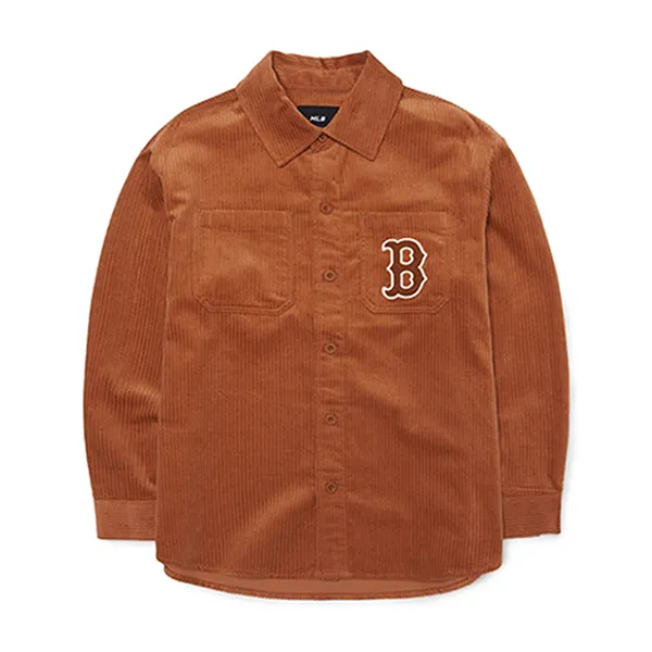 Áo Sơ Mi MLB Overfit Corduroy Logo 3AWSB0226-43BRS Màu Nâu - Thời trang - Vua Hàng Hiệu