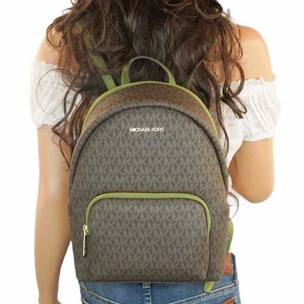 Balo Michael Kors MK Backpack Erin Large PVC Backpack 35T0GERB8B Màu Nâu - 4