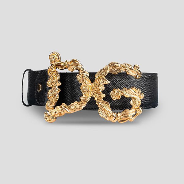 Thắt Lưng Nữ Dolce & Gabbana D&G Mặt Gold BE4359-B5770-80999 Màu Đen - 1