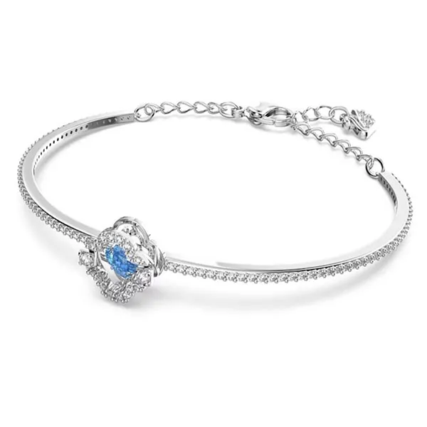 Vòng Đeo Tay Swarovski Sparkling Dance Quadrifoglio, Blu, Placcato rodio Màu Xanh Bạc