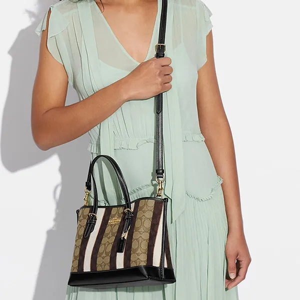 Túi Xách Coach Mollie Tote 25 In Signature Jacquard With Stripes C4086 Màu Nâu