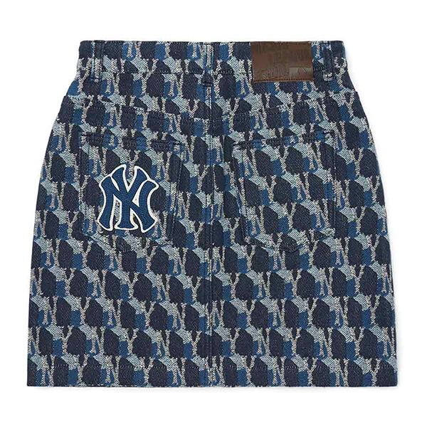 Chân Váy Nữ MLB Monogram Jacquard Denim Skirt New York Yankees 3FDSM0224-50NYD Màu Xanh Size XS - 4