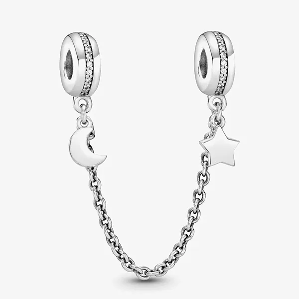 Charm Xích Pandora Half Moon And Star 797512CZ Màu Bạc
