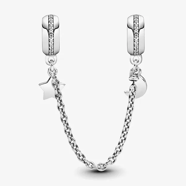 Charm Xích Pandora Half Moon And Star 797512CZ Màu Bạc