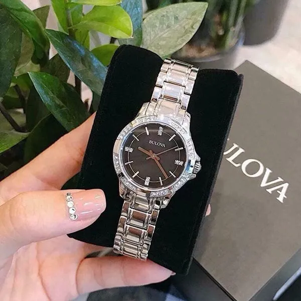 Đồng Hồ Nữ Bulova Womens Watch 30mm 96L214 Màu Đen Bạc