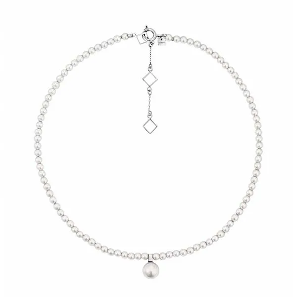 Dây Chuyền Dạng Chuỗi Hạt Misaki Monaco Necklacesilver With White Artisanal Pearls Màu Bạc - Trang sức - Vua Hàng Hiệu